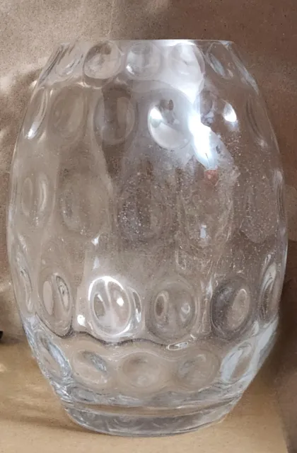 Beautiful Large Vintage Bubble Clear Glass Vase,MCM Retro Style Vase 7” x 3.5"
