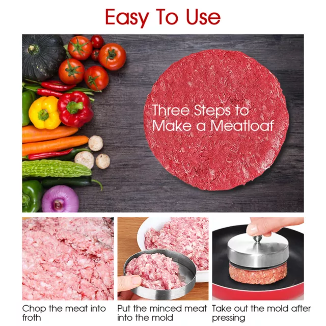 Burger Press Patty Mold Stainless Steel Heavy Duty Stuffed Hamburger Meat Beef