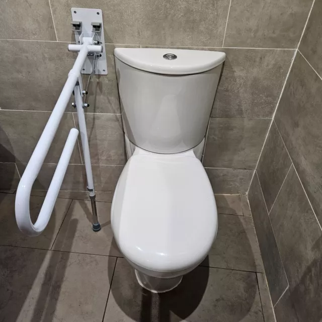Folding drop down toilet bathroom safety rail mobility aid foldaway bar with leg 3