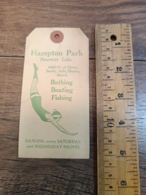 Vintage Hampton Park Newman Lake, WA.  bathing boating fishing dancing tag (P5)