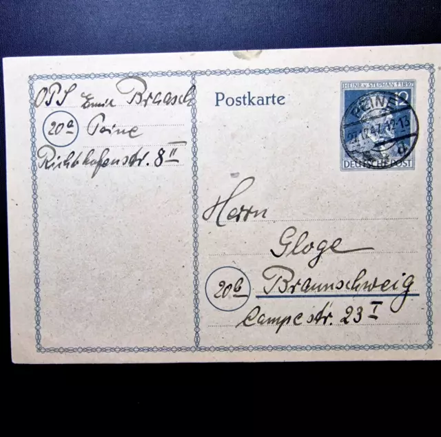 Germany 1947 - Deutschland - Postal Card - Used - 12 Mark Stamp