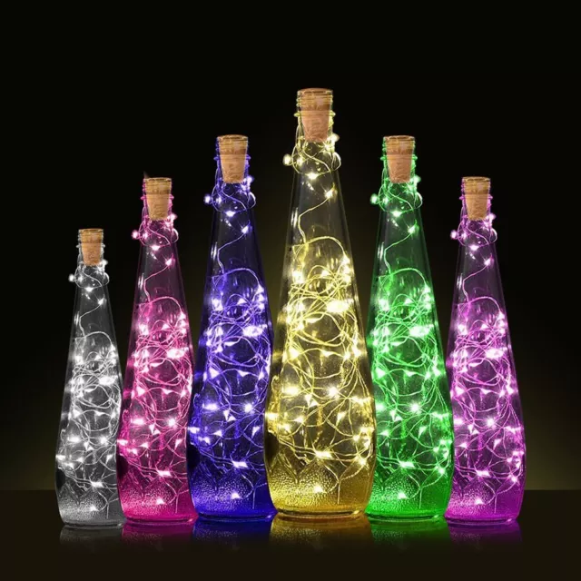 3x Cork Shaped 15 LED Night Light Starry Lights Wine Bottle Lamp For Party BA