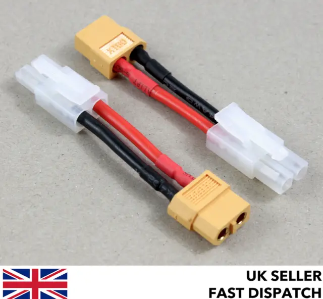 XT60 female to Tamiya male connector lead adaptor/wire/cable 30mm RC LiPo