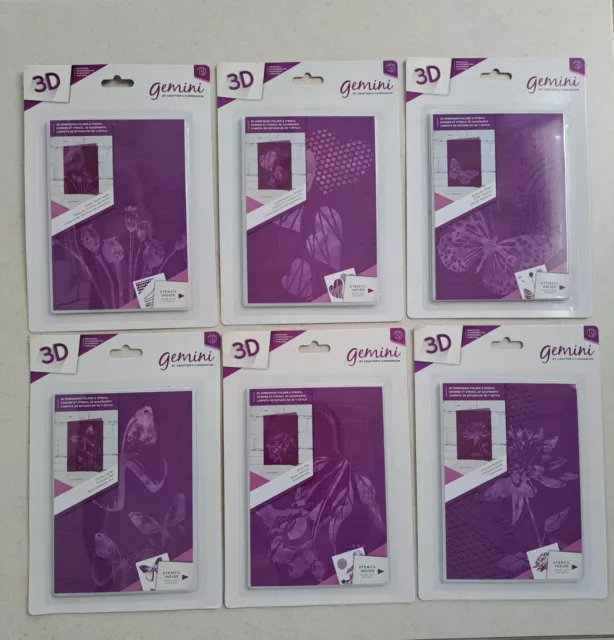 CRAFTERS COMPANION X6 Gemini 3D Embossing Folder & Stencil Flowers ...