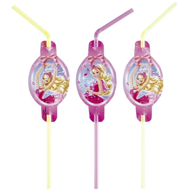 Motivo pajitas bebidas pajita 8 ud. palillos Barbie cumpleaños infantil