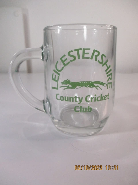Leicestershire County Cricket Half Pint Glass Tankard  Vintage Man Cave Home Bar