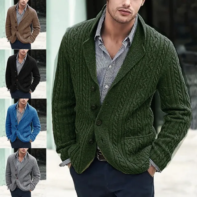Pull collier élégant pour homme à manches longues manteau tricoté gris