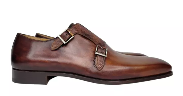 NEW Magnanni "Islaro II" Double Monk Strap Leather Loafer, Cognac, Men's EU 39 2