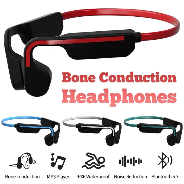 Bone Conduction Headphones Bluetooth 5.3 Wireless Earbuds Outdoor Sport Headset,