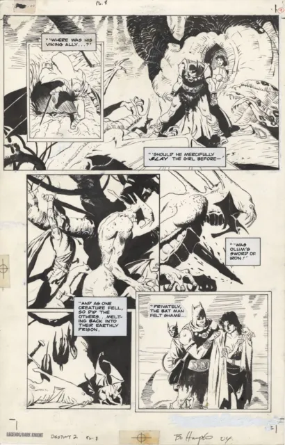 LEGENDS OF THE DARK KNIGHT #36 Page 8 Original Art BO HAMPTON 1992 VIKING BATMAN