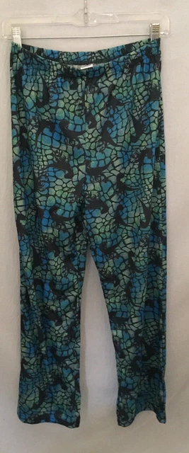 Unbranded Large 12 14 Boys Pajama Pants Green & Blue Dinosaur Print Elastic Wais