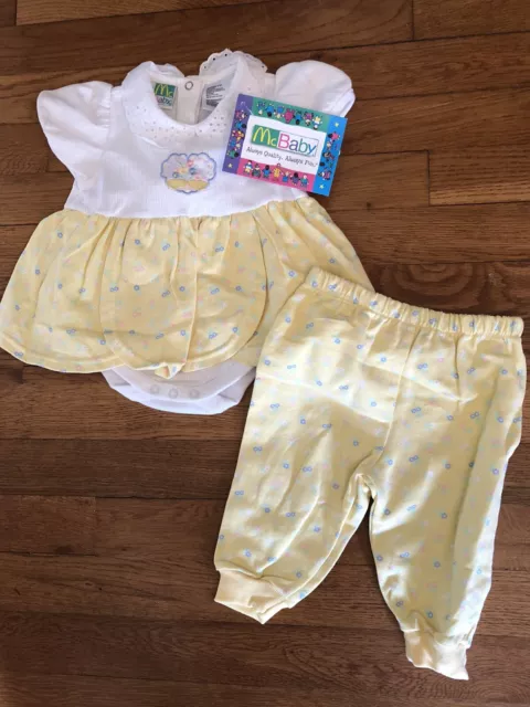 Vintage NWT McBaby Infant Girls 2-Piece Pants Set Yellow Floral NB 0-3 Months