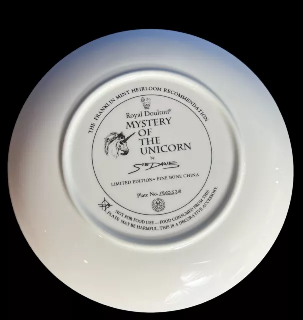 Franklin Mint Ltd.Ed. Fine Bone china Royal Doulton Mystery Of The Unicorn Plate 2