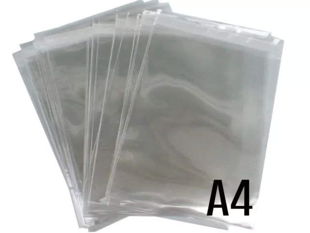 100 A4 Clear Cello Display Bags Self Seal Cards/Prints/Sweet Candy Cellophane UK 2