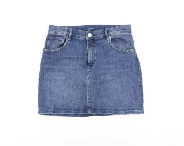 GANT Girls Blue 100% Cotton Mini Skirt Size 15 Years Extra-Slim Zip