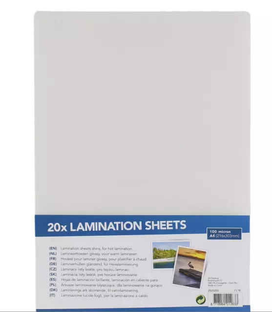 100 pochettes pr plastifiées A4 100 microns lamination sheets for hot lamination