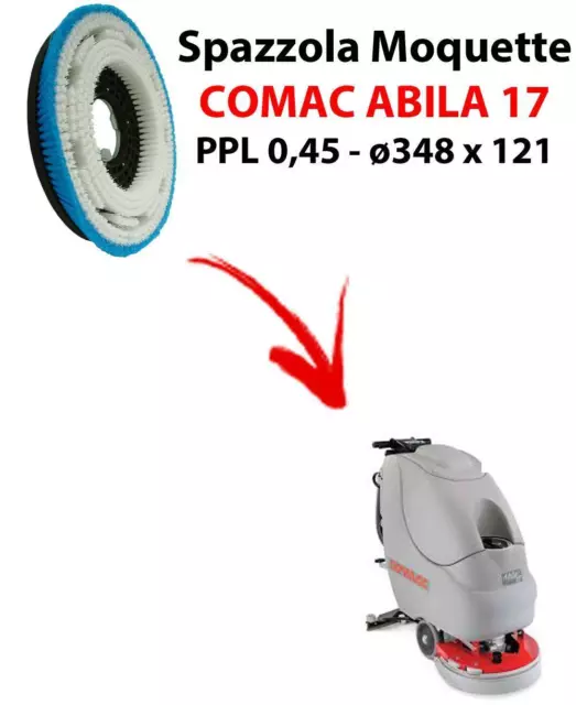 MOQUETTE BRUSH for scrubber dryer COMAC ABILA 17. Model: PPL 0,45 C/FLANGIA ⌀3