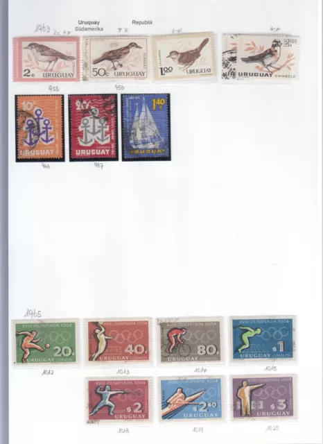 0445 - Uruguay -  Lot aus 1963 - 1965          gestempelt/postfrisch