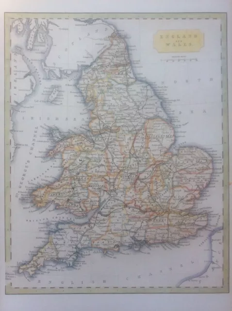 England & Wales Antique Colour Map Thomas Moule County Maps of Old England 14”