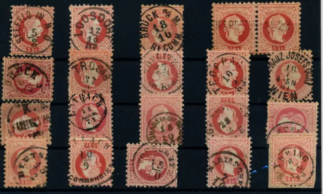 ÖSTERREICH 1867 20MARKEN! Schöne/leskare stempeln. Interessantes lot.