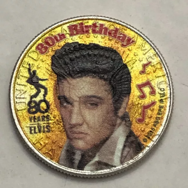 Colorized Kennedy half dollar. ELVIS PRESLEY. 80TH ANNIVERSARY.  #118@