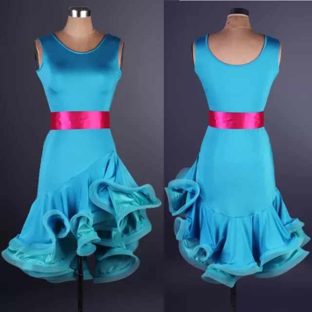 Latin Ballroom Dance Dress Modern Salsa Waltz Standard Long Dress#F133 5 Colors