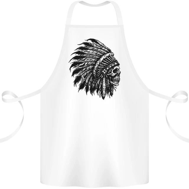 Indian Skull Headdress Biker Motorbike Cotton Apron 100% Organic