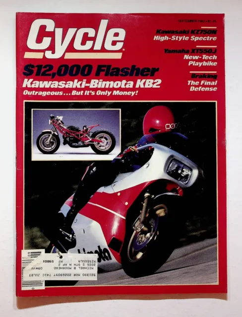 1982 September Cycle Motorcycle Magazine Kawasaki KZ750N Yamaha XT550J Bimota