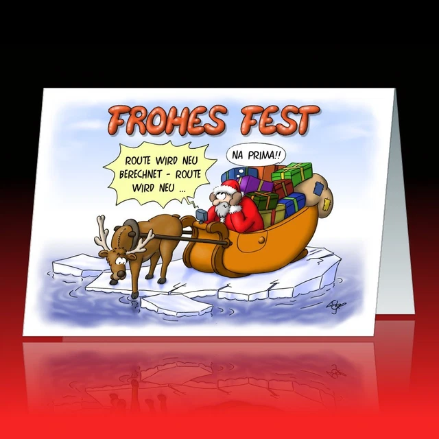 LUSTIGE WEIHNACHTSKARTEN + individueller Eindruck Text Logo Firmen