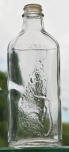 Embossed ‘Rat’ Poison bottle,  clear glass