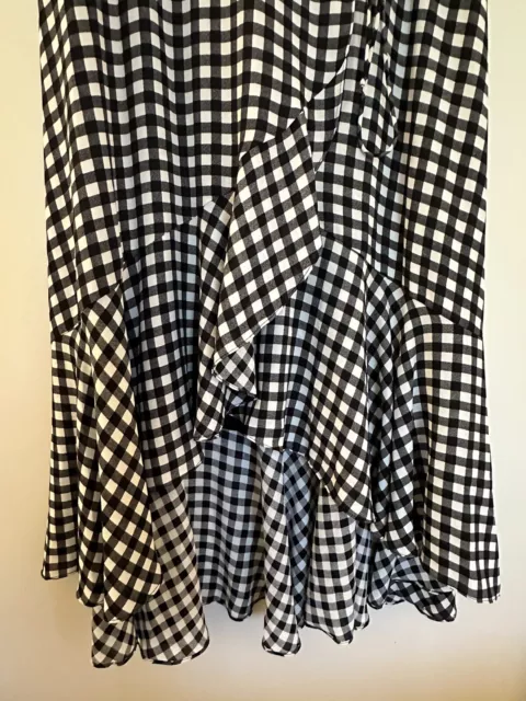 IMNYC Isaac Mizrahi Plaid Maxi Wrap Dress Black/White Size M 2