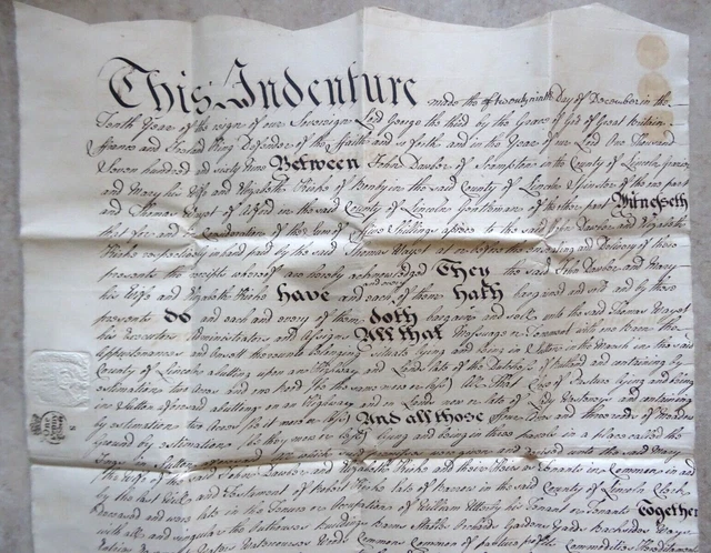 Sutton in the Marsh Lincolnshire - 1769 Indenture - Lease - Dawber Wayet