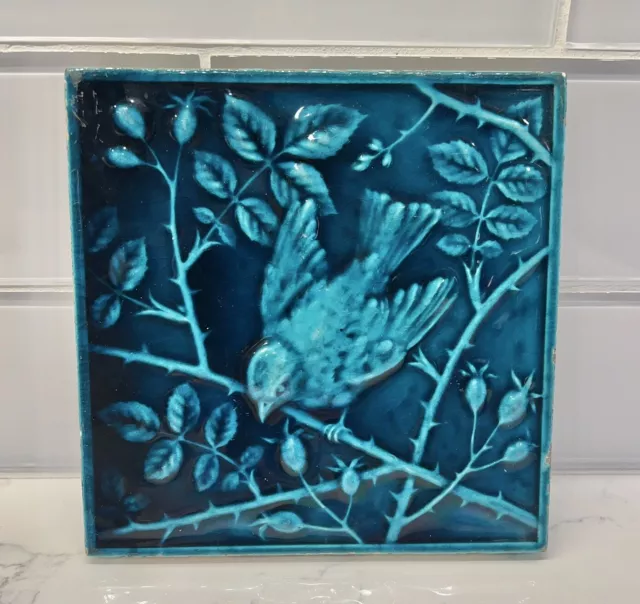 Antique 19th Century Tile Bird on Branch Mintons Stoke Trent