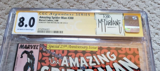 Amazing Spider-Man 300 CGC 8.0 SS Todd McFarlane Signed Newsstand 1st Venom 1988 2