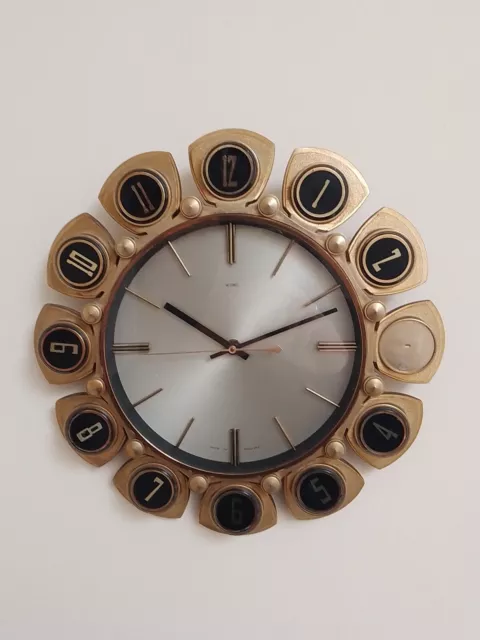 Vintage Mid-Century 1960s Metamec Wall Clock Working Order MISSING NUMBER 3