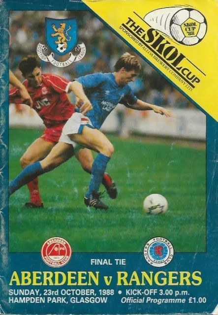 Aberdeen v Rangers Scottish League Cup (Skol Cup) Final 23rd October 1988