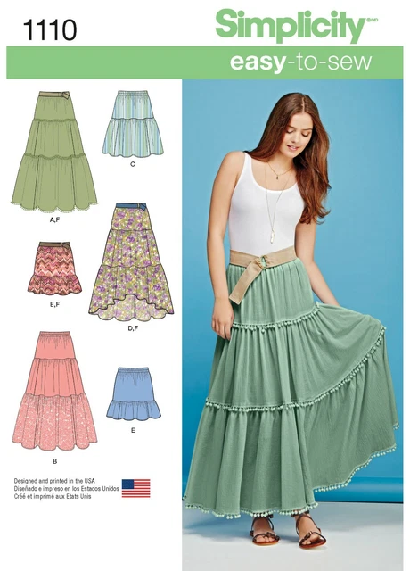 SIMPLICITY SEWING PATTERN 1110 Misses 4 26 Easy Tiered Skirt W