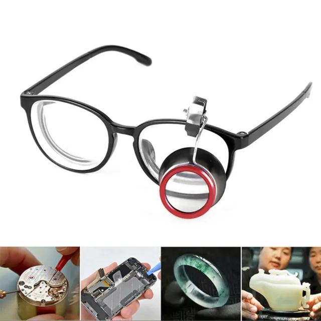 Watchmakers 10x Clip-On Eyeglass Watch Jewelry Repairing Magnifier Glass Tool 