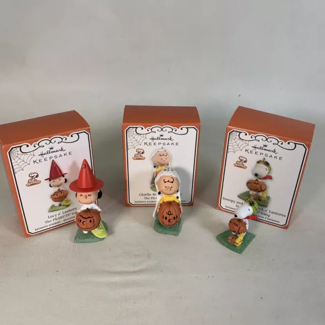 PEANUTS Halloween 2012 Hallmark Ornaments Set of 3 Snoopy Lucy Charlie Brown