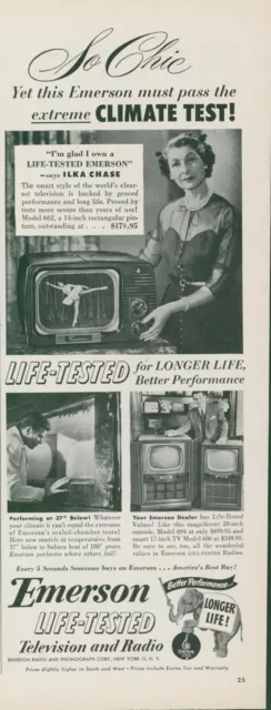 1951 Emerson Television TV On Ballet Dancer Pointe Ilka Chase Vtg Print Ad BH1