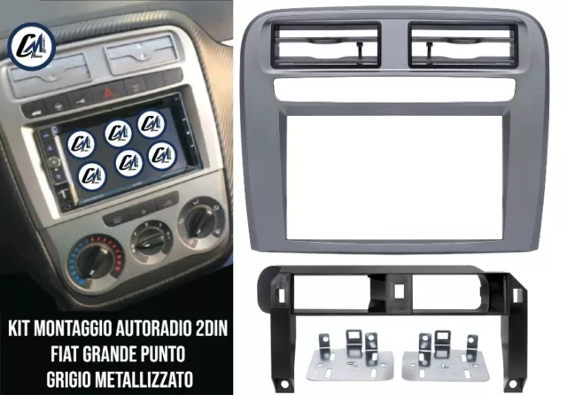 KIT MONTAGGIO MASCHERINA AUTORADIO 2 DIN DOPPIO DIN (18cmx10cm)FIAT GRANDE PUNTO