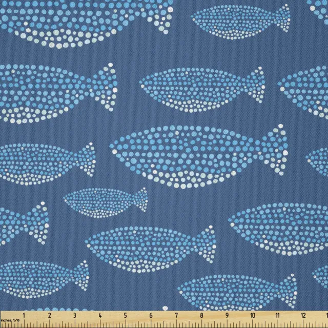Ambesonne Fish Theme Microfiber Fabric by The Yard for Arts and Crafts