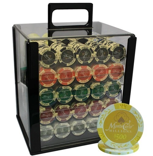 Mrc Poker 1000Pcs 14G Monte Carlo Millions Poker Chips Set With Acrylic Case
