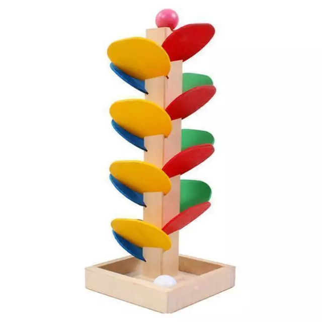 Kids Montessori Blocks Wooden Tree Marble Ball Run Track Educational Toy SPM 2