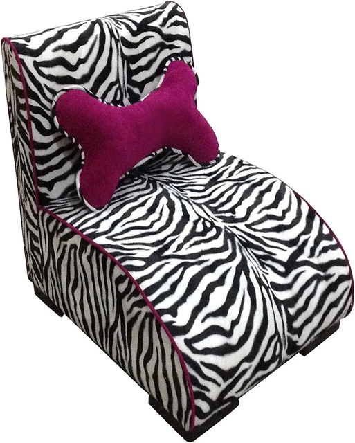 ORE International Upholstered Pet Lounge Bed with Zebra Print, 22.75"