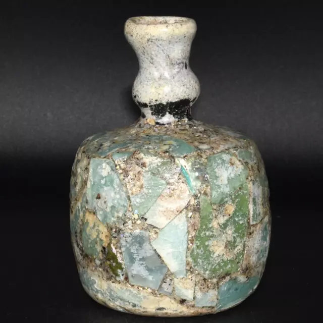 Large Ancient Roman Glass Bottle Container With Iridescent Patina C. 1st Century