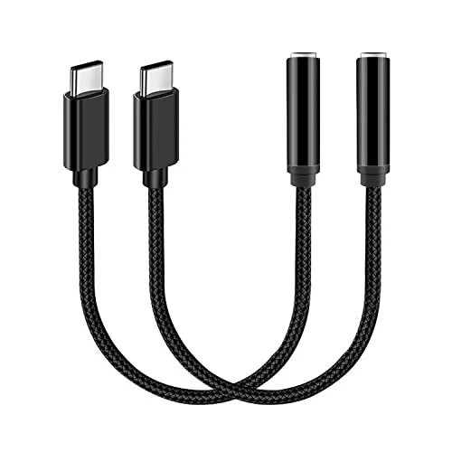 2 Pack USB C to 3.5mm Headphone Jack Adapter AUX Audio Dongle Cable Cord