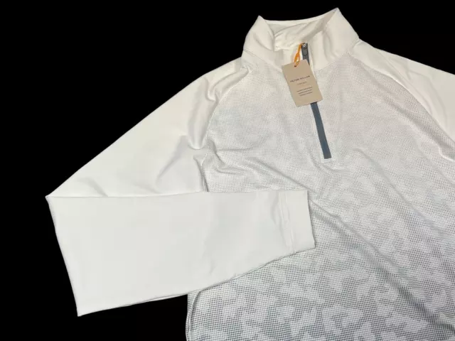 Peter Millar Crown Sport Men's Perth Dip Dye White 1/4 Zip Sweater Sz Small S