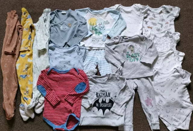 Baby Boys 12-18 Months Job Lot Sleep Suit Vests PJ Bundle. Sleepsuit