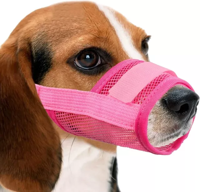 Adjustable Pet Dog Mask Muzzle Bark Bite Mesh Mouth Grooming Chewing Anti Stop